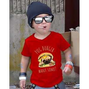 Kids T-shirt　-pug burger-  　　t129