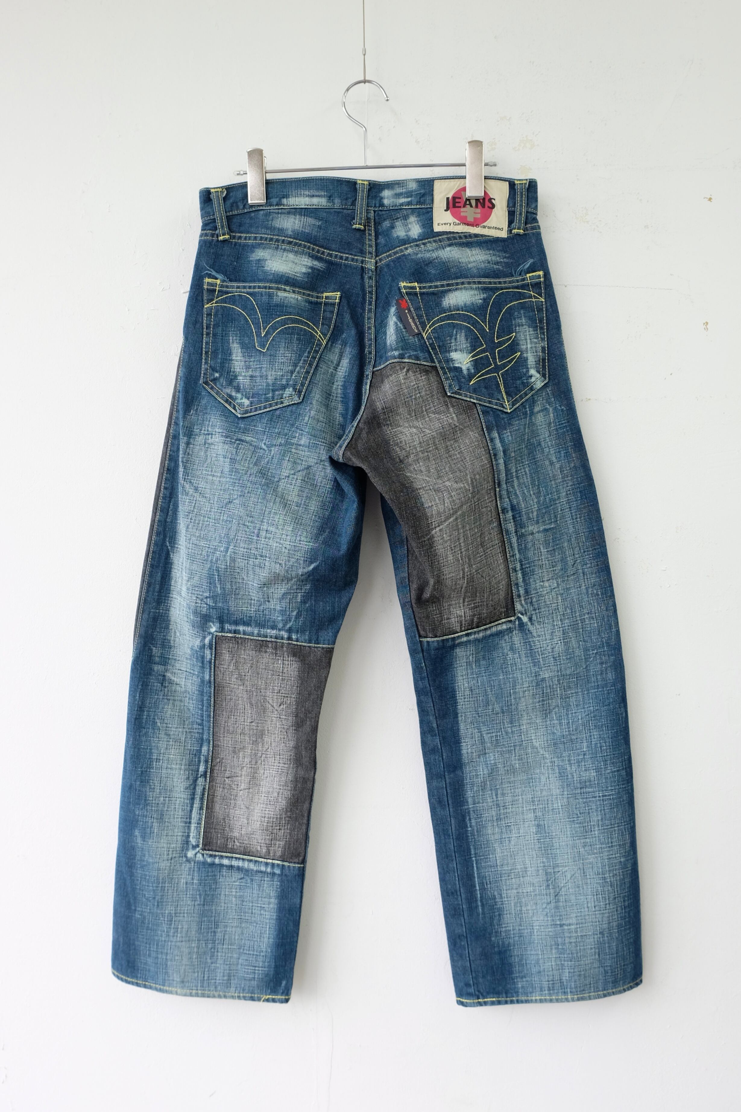 希少モデル YENJEANS ミチココシノ デニム 切替 ￥刺繍 W28 YEN JEANS by MICHIKO KOSHINO switching design denim pants | gamustore