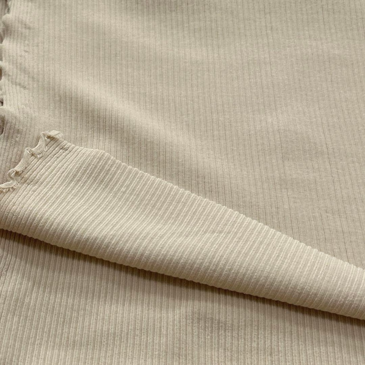 ★NY528◆3m◆綿ポリエステル混畦編みニット生地◆ベージュ