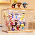【木製 インテリア ディスプレイボックス】フィギュア アクスタ 缶バッチ コレクション グッズ オタ活 収納 3段 アクリル 透明 防塵 ブラインドボックス 収納 段付き ディスプレイラック シンプル