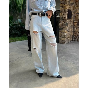 Distressed Wide Leg Pants 124194