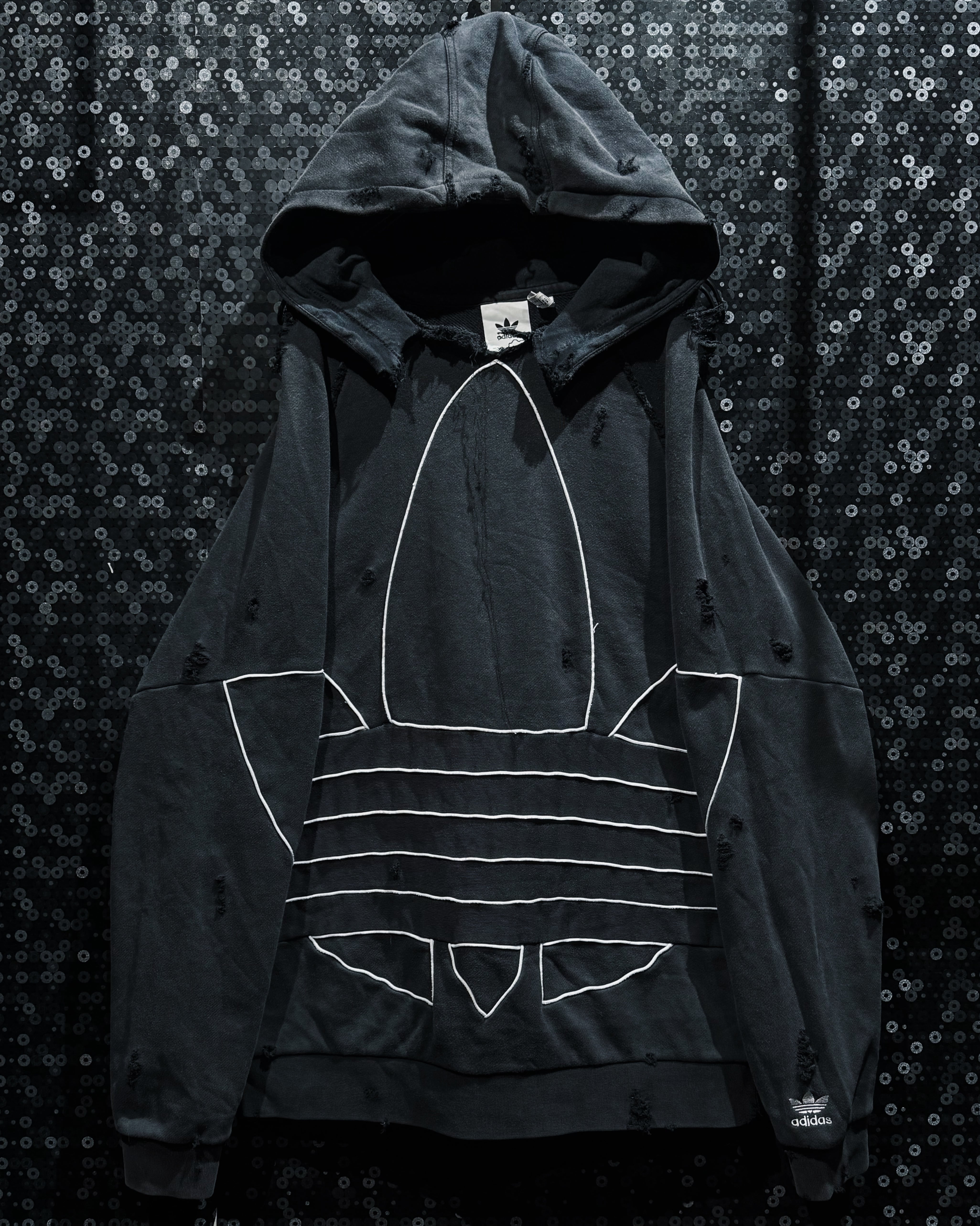 【ÆIEM】original “re:make” boro “adidas” trefoil piping reconstruction oversized hoodie