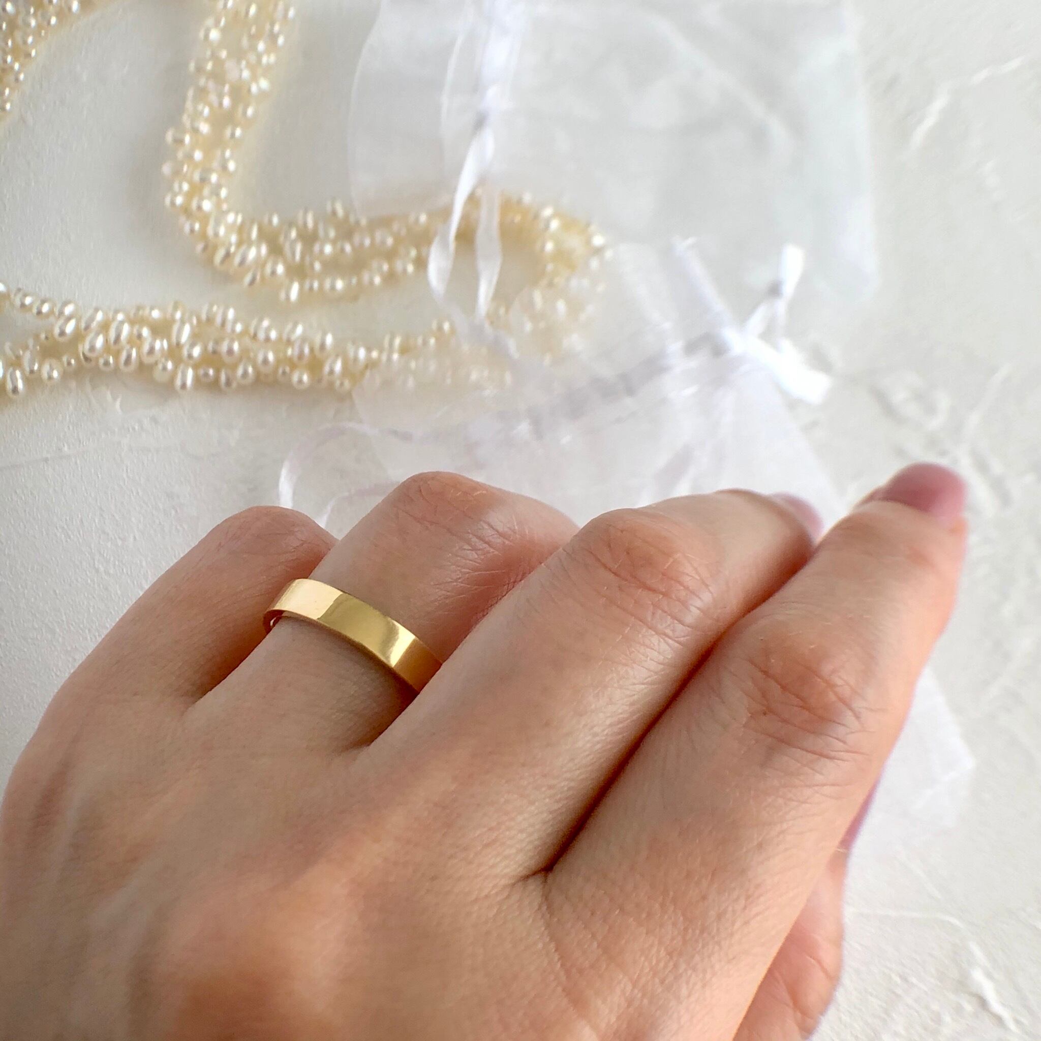 ゴールド 平打ち リング 17 号サイズ K18イエローゴールド チェカ Cheka Diamond Jewelry