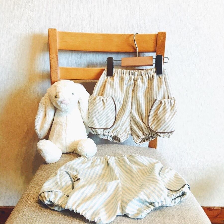 パッチ付きかぼちゃパンツ(先染めストライプ) | SA.LAND