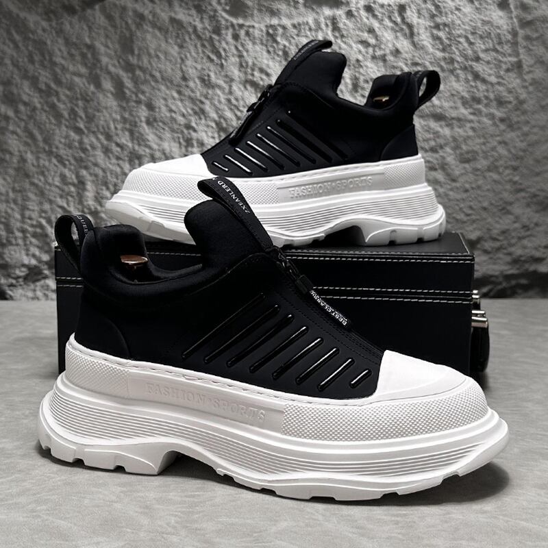 zip-up design sneakers neoprene material chunky heel mr0503