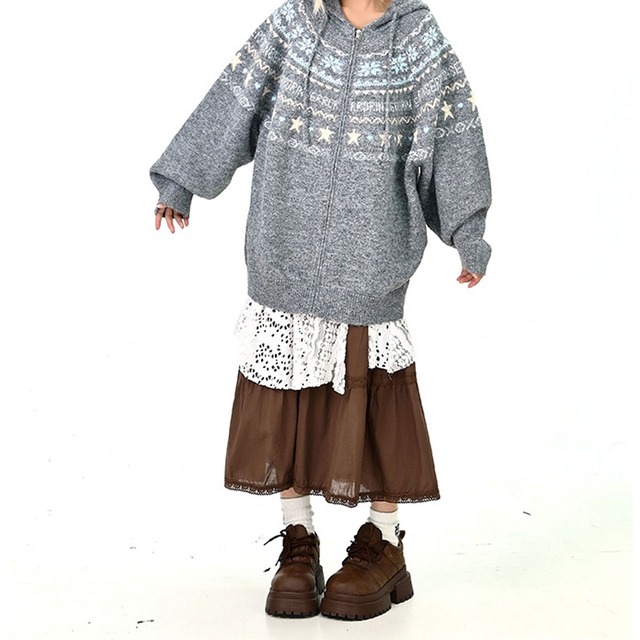 ノルディックスタージップニットパーカー 2col   R01170