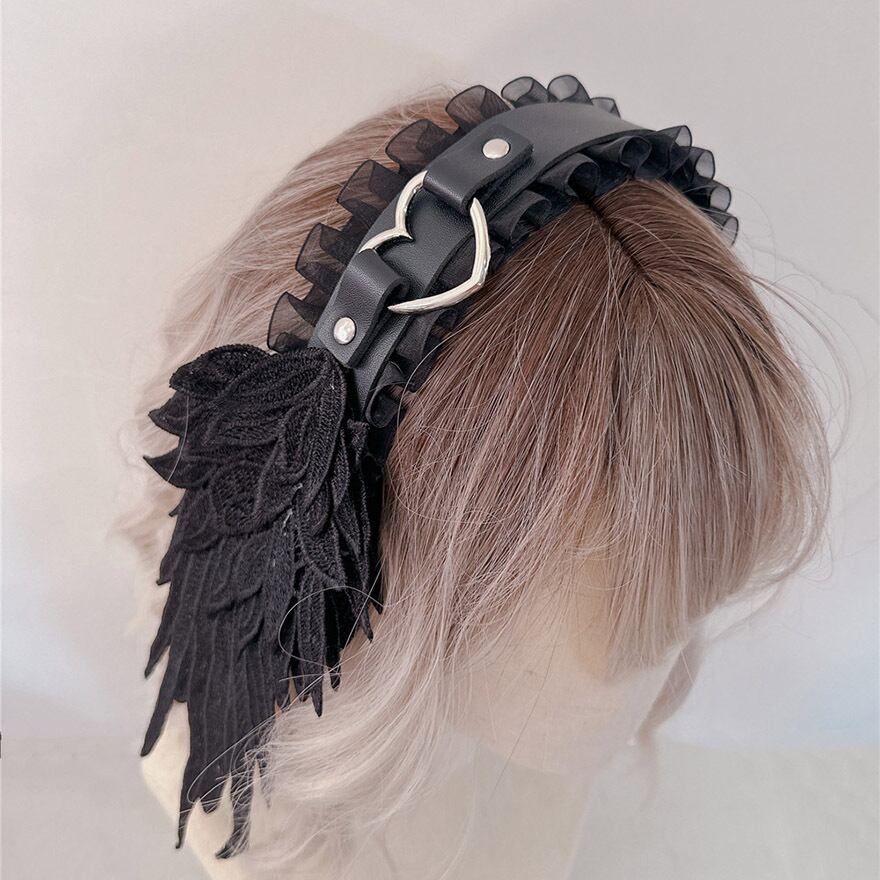 サブカル 服 地雷系 通販 系 ファッションゴスロリ ヘッドドレス 天使 羽 フェザー ハート 女子 ゴシック 闇かわいい