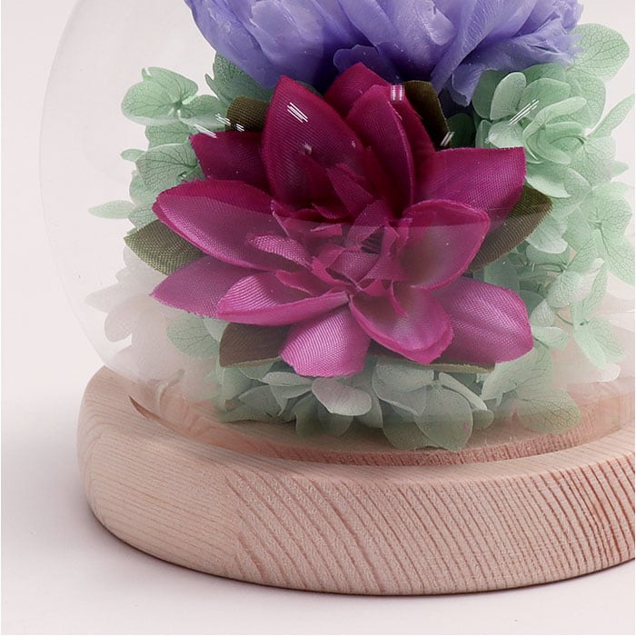 プリザーブドフラワーアレンジ・お供え花・仏花・ガラスドーム大サイズ・１対 仏花 プリザーブドフラワー お供え 1対 喪中見舞い ガラスドーム