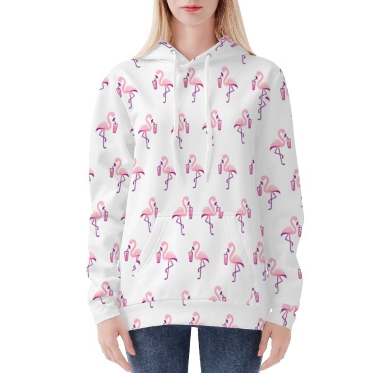 Women's All Over Print Hoodie White 4302