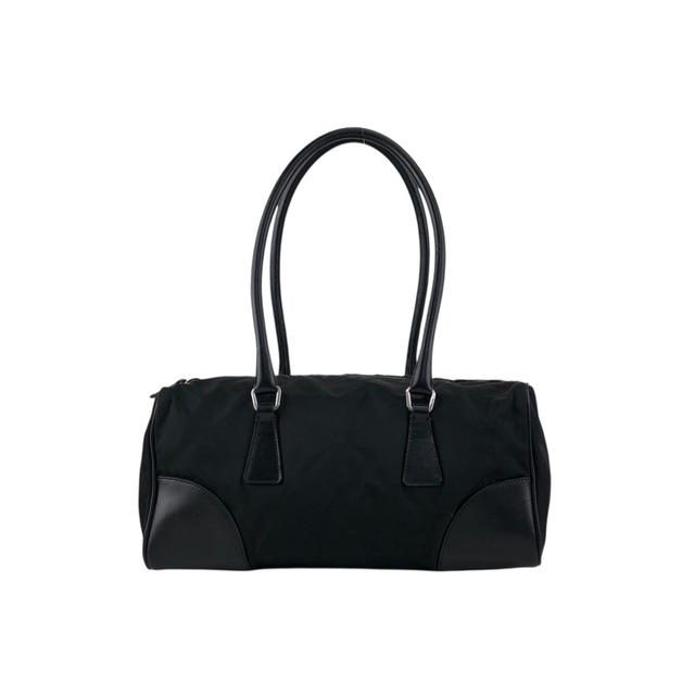 PRADA プラダ ハンドバッグ ブラック トライアングルロゴ レザー ナイロン サフィアーノ ミニボストン vintage ヴィンテージ オールド bhwzaa