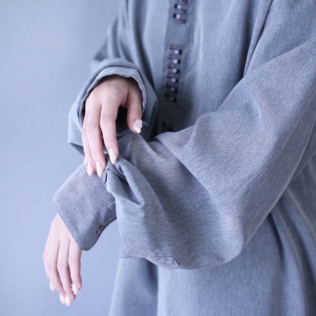 "刺繍" collar and fry-front design minimal mode loose shirt