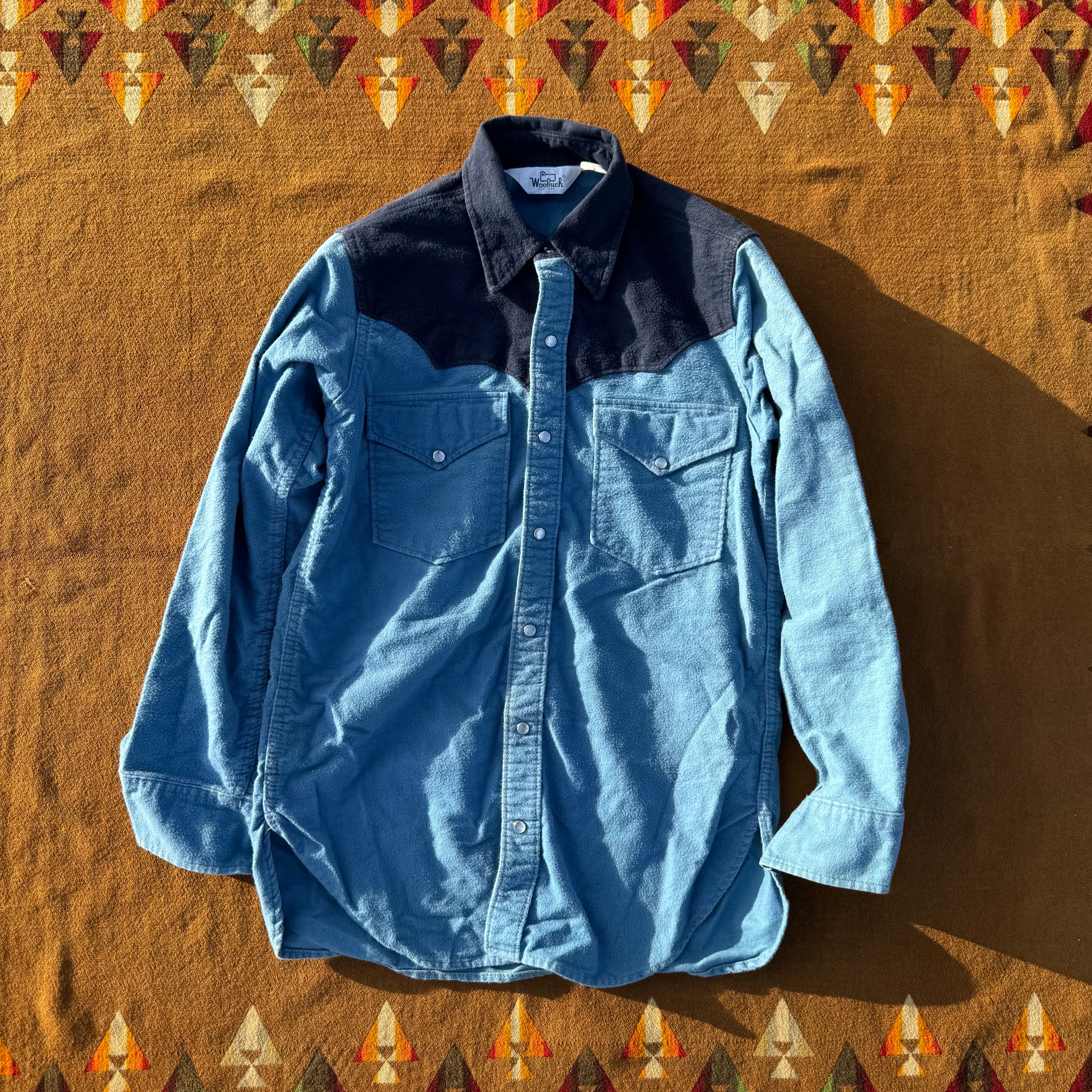 Vintage "Woolrich" Western Chamois Shirt/ Blue M