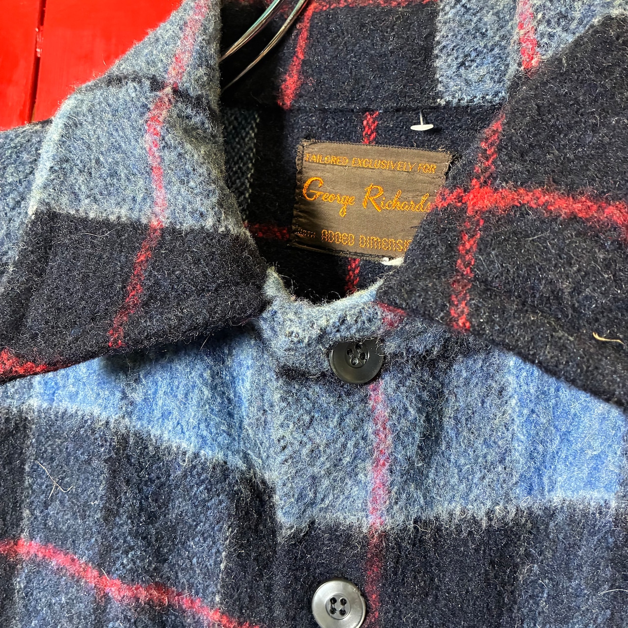 80s George Richards ウールジャケット 青チェック ヴィンテージ アメカジ