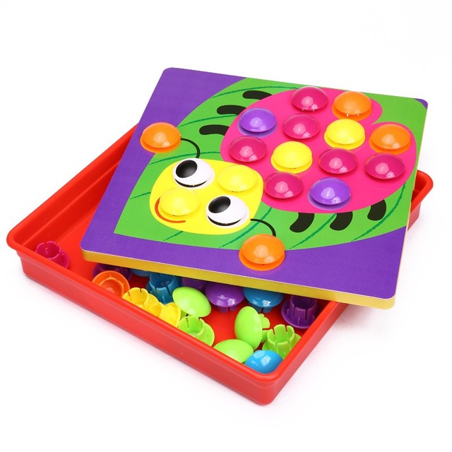 3dパズル子供のためのクリエイティブdiyパズルボタン組み立て画像キノコ爪パズルキット赤ちゃん教育玩具