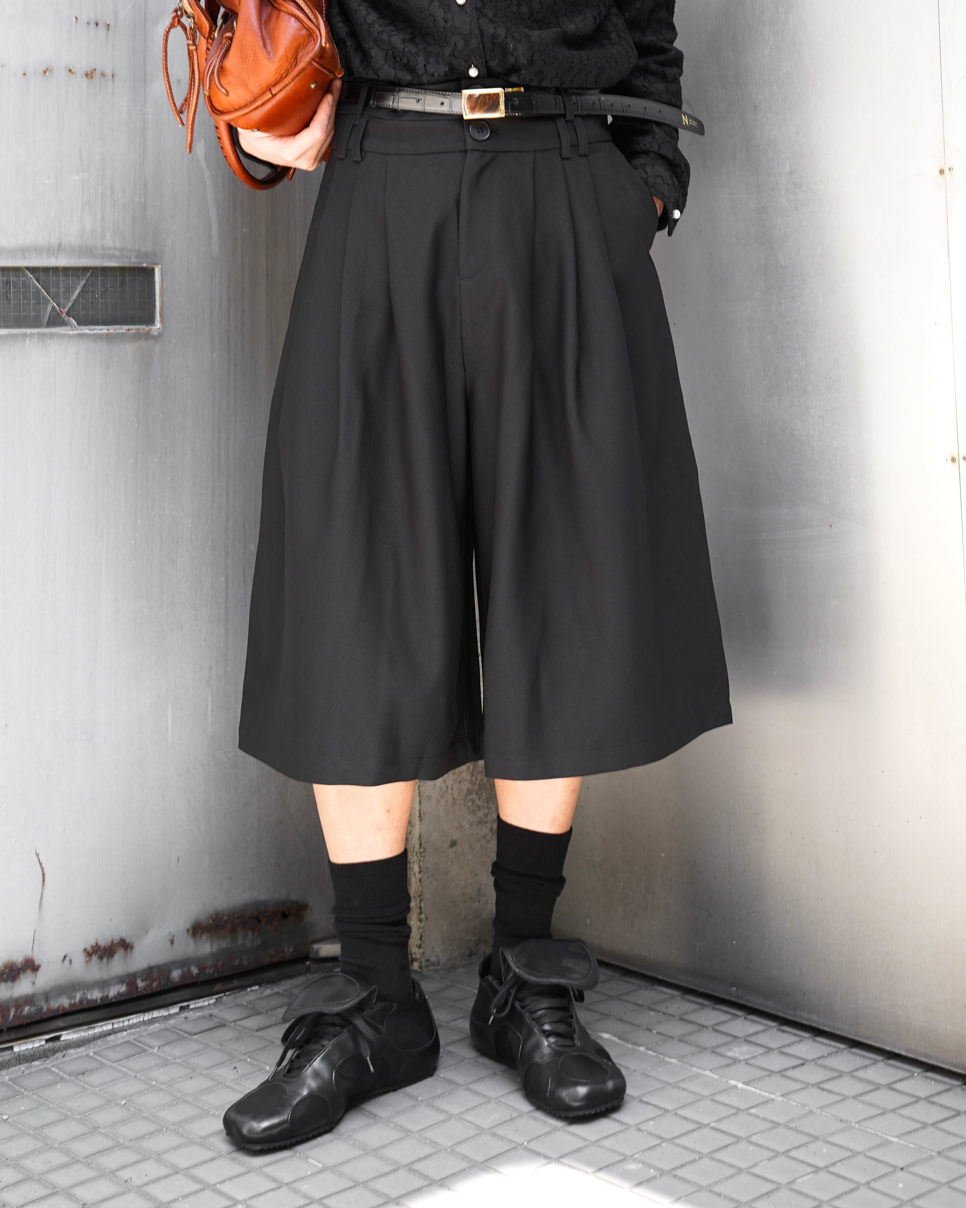 Hype】double belt loop wide half trousers | hypeofficial