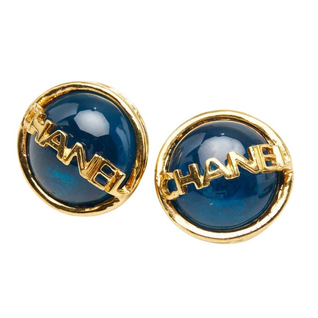 シャネル ヴィンテージ イヤリング 95A ゴールド ブルー メッキ ストーン レディース CHANEL 【中古】