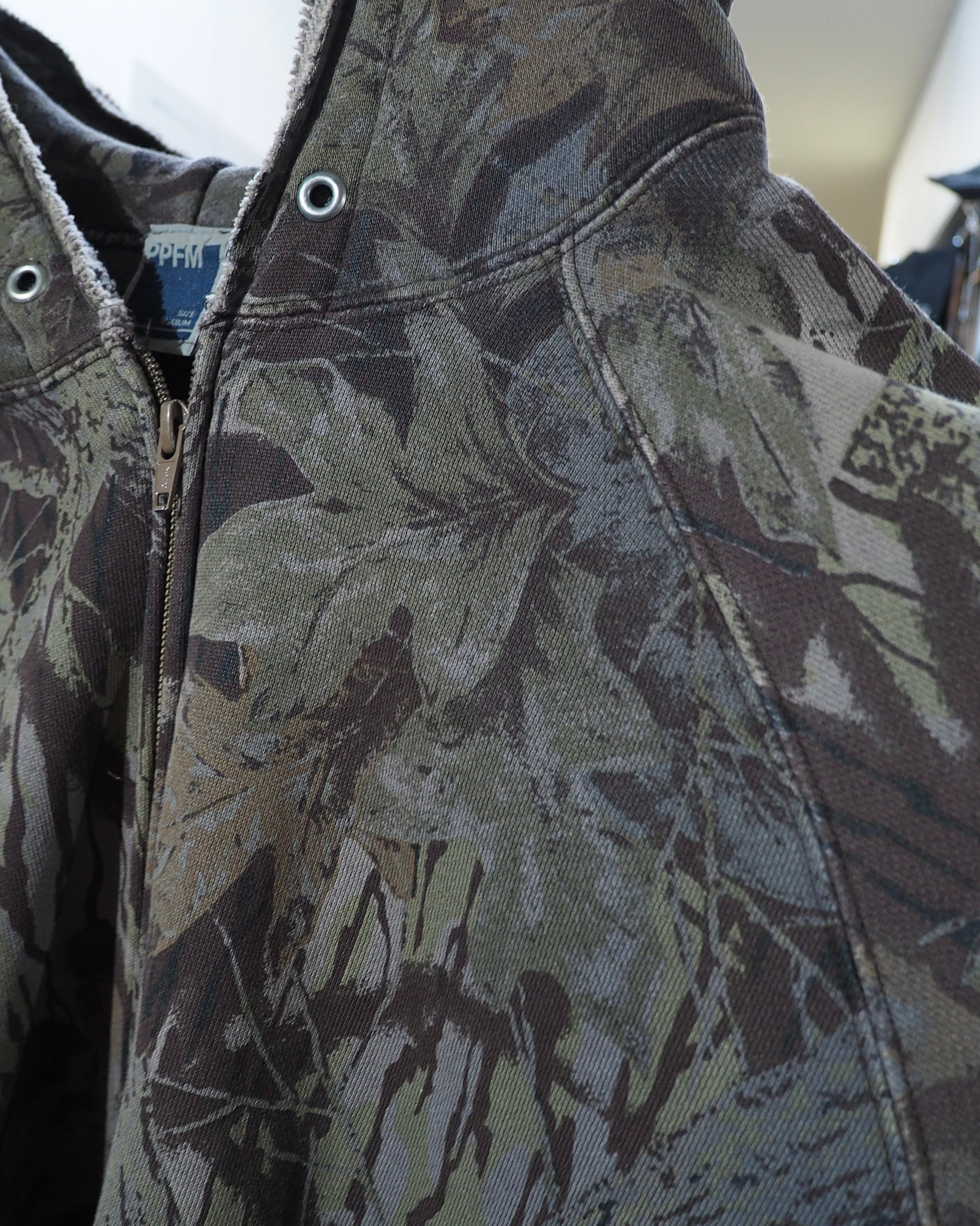 2002s " PPFM - Archive " Beautiful Aging Camouflage × Two stars Embroidery Full zip Parker ピーピーエフエム アーカイブ 星刺繍 パーカー