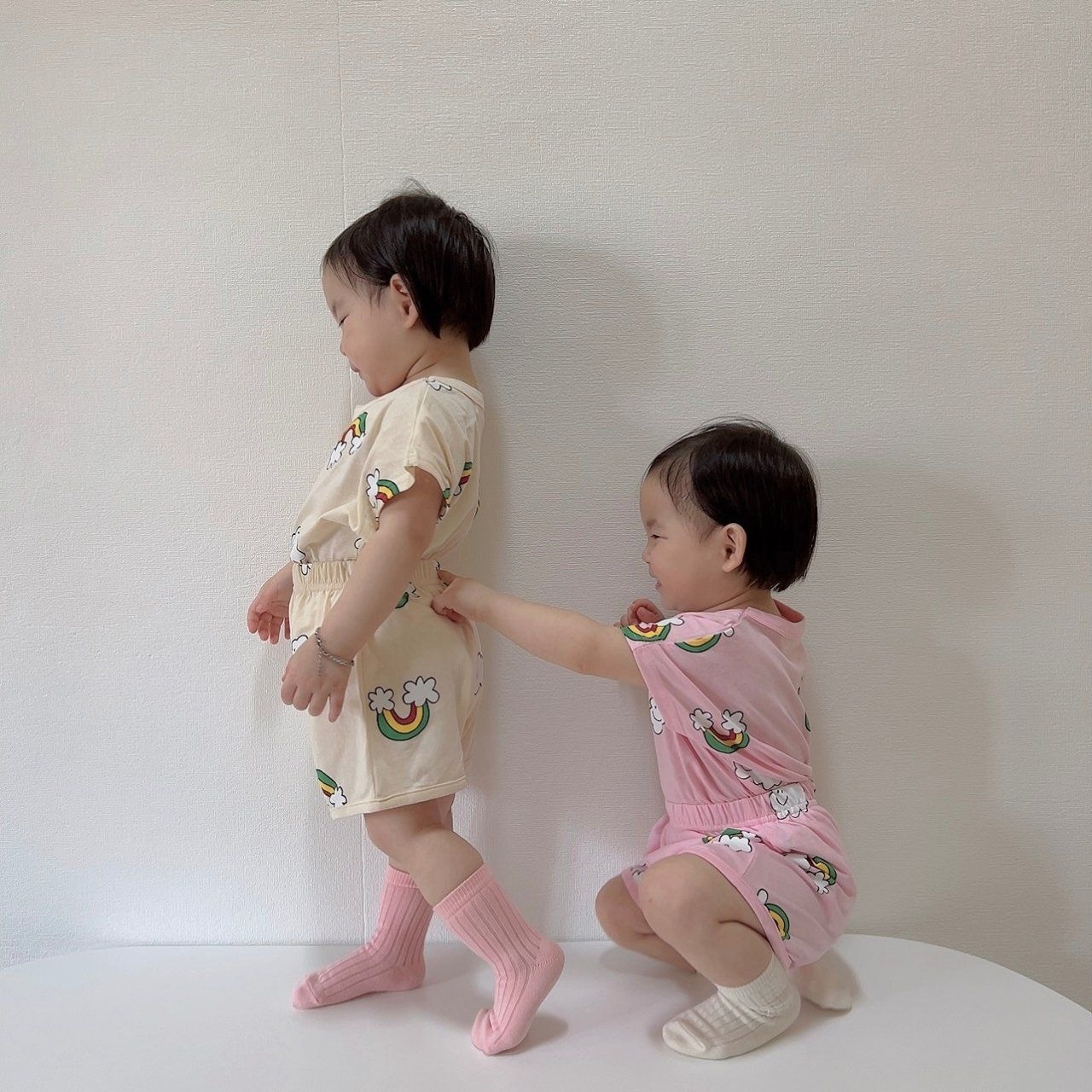 [Moran bebe] Rainbow cloud set / [모란] 무지개구름상하