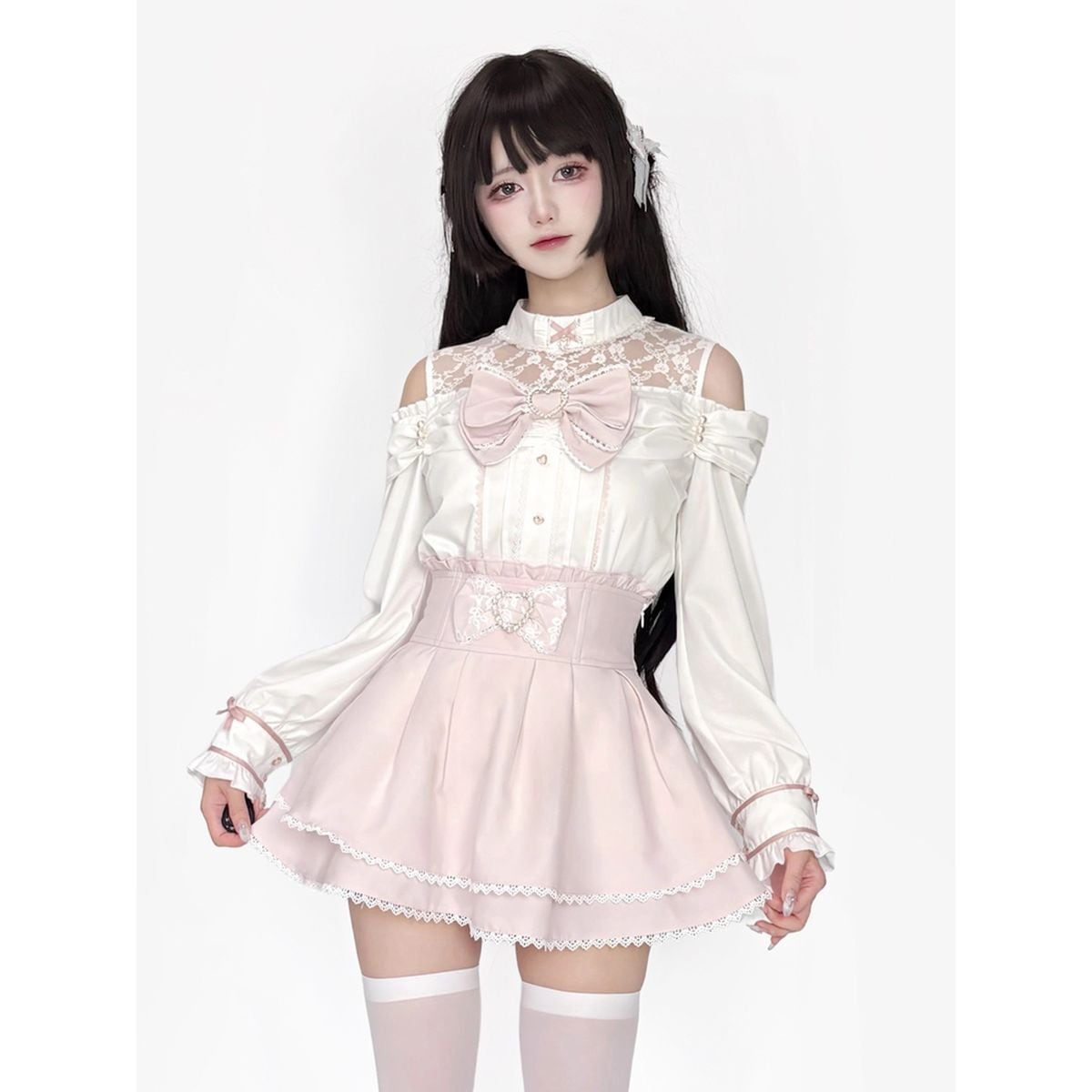 オープンショルダーピンク量産型セットアップ：トップス | Maiden's Rêve