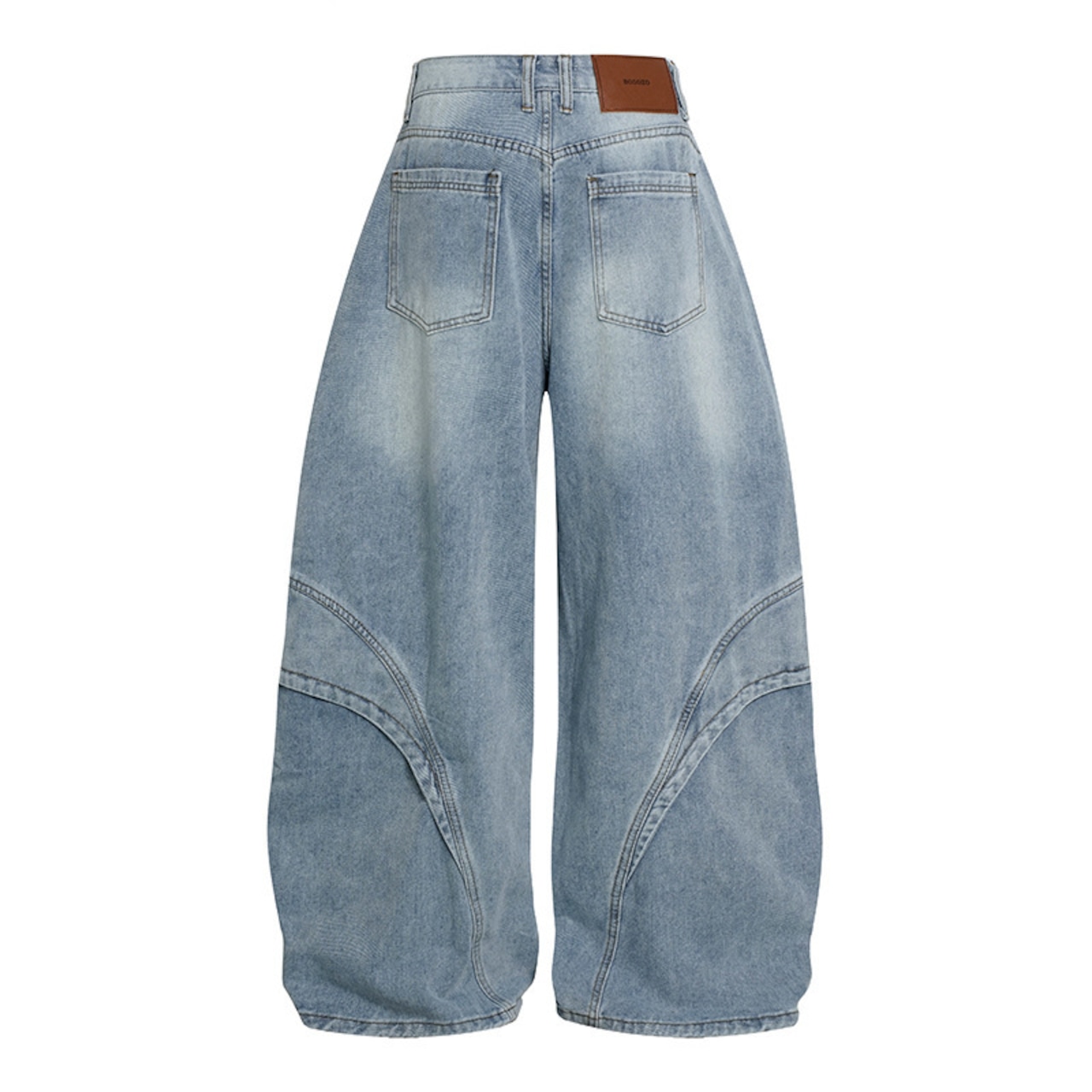 VINTAGE ストリート アーク切替 ワイドデニムパンツ P464