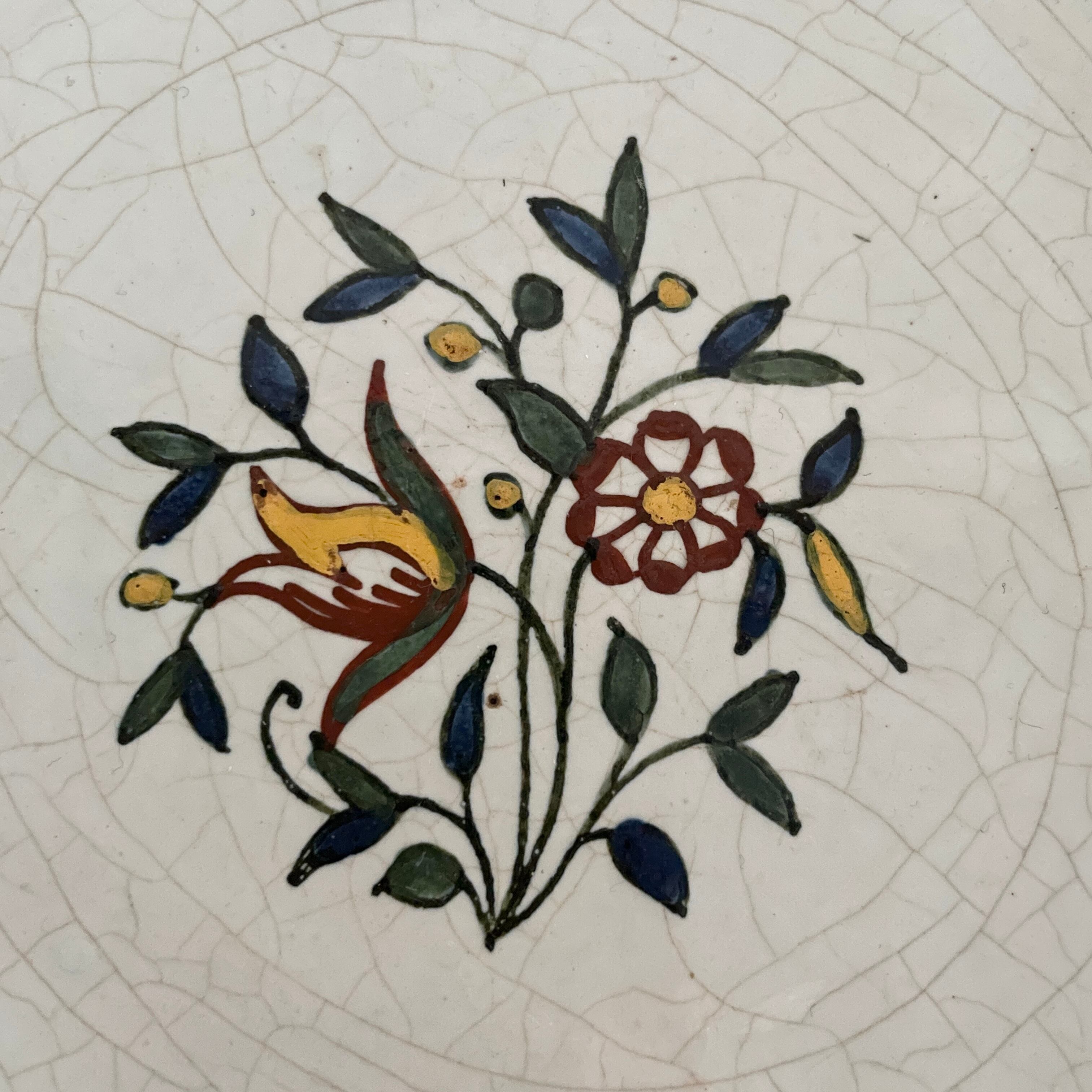 Polychrome Flower Painted Bowl /ファイアンス焼きの花柄ボウル