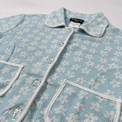 フランス製 MORGAN DE TOI モルガン 花柄 半袖 ジャケット /ビンテージ/水色系/D-TK1353