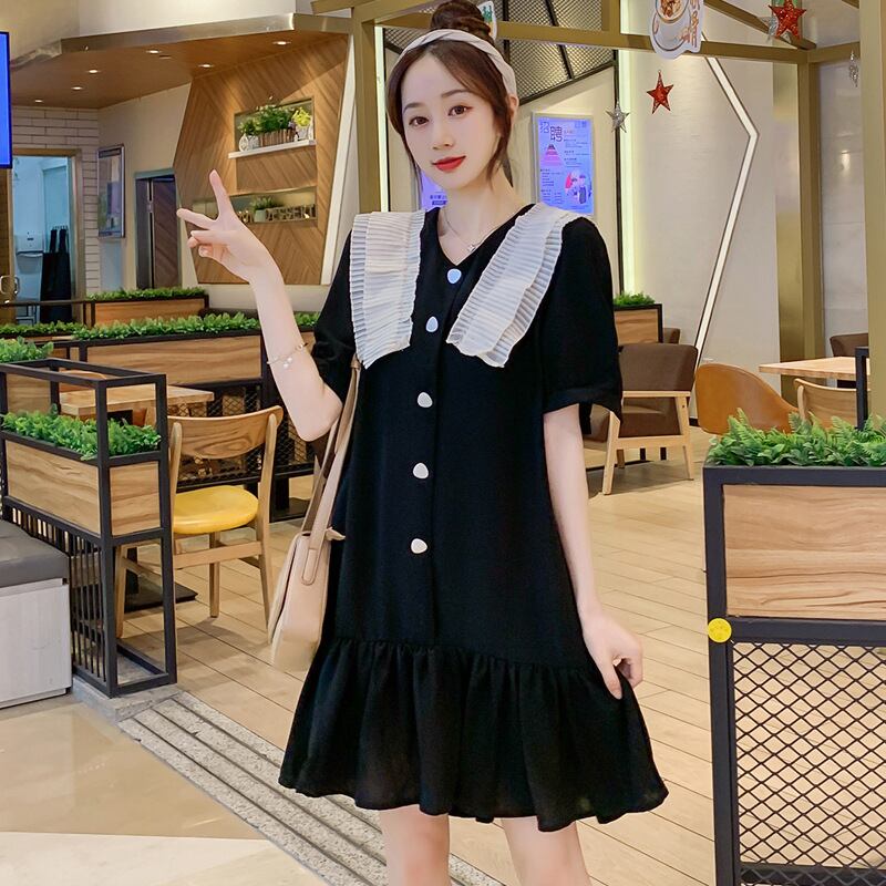 【新作】【送料無料】 マタニティウェア2020夏の新しいシフォンプリーツフリルドレスミドル丈ファッションマタニティドレス-アリババ サマー 夏物 expec220453675566