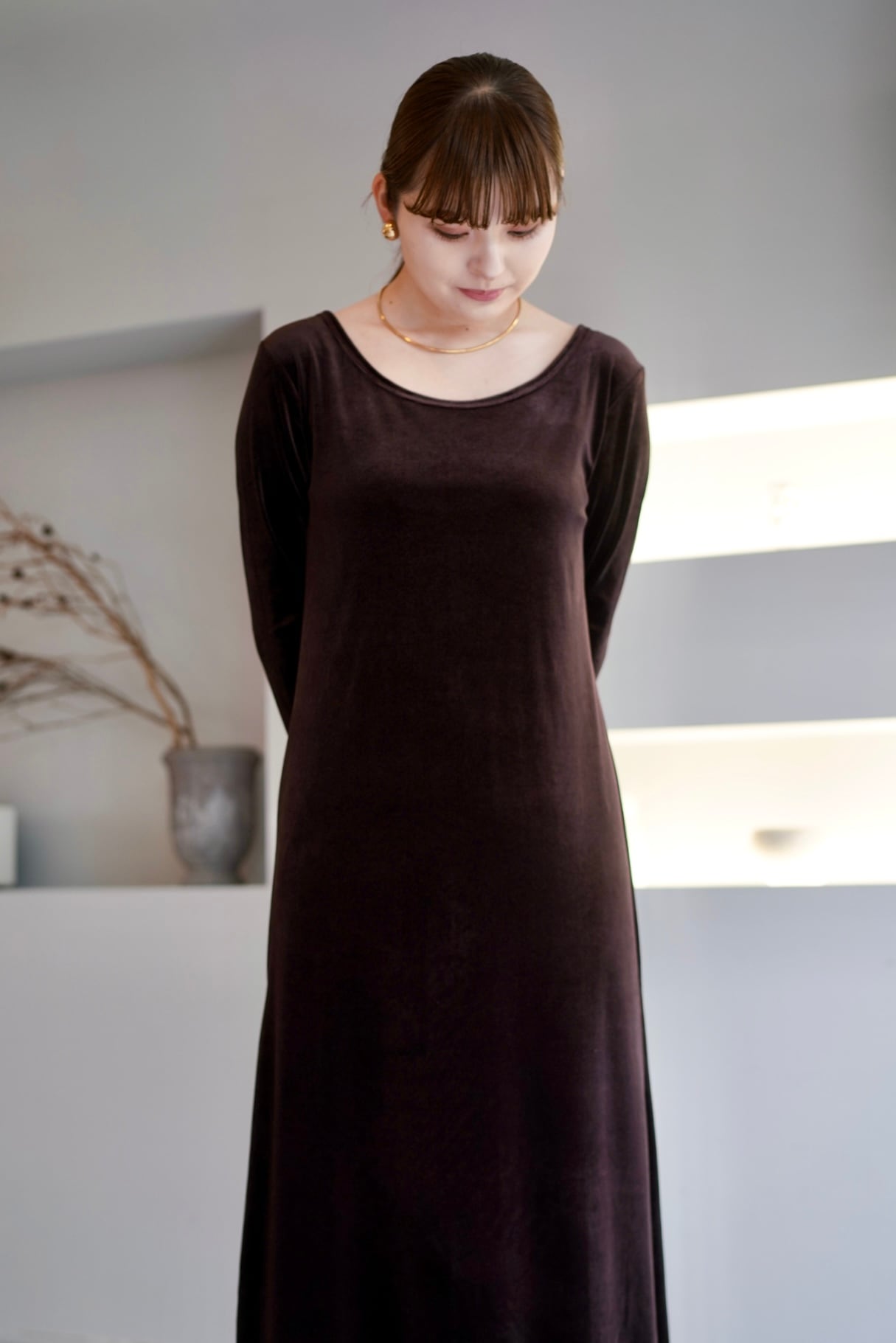 Velours onepiece ベロアワンピース Brown