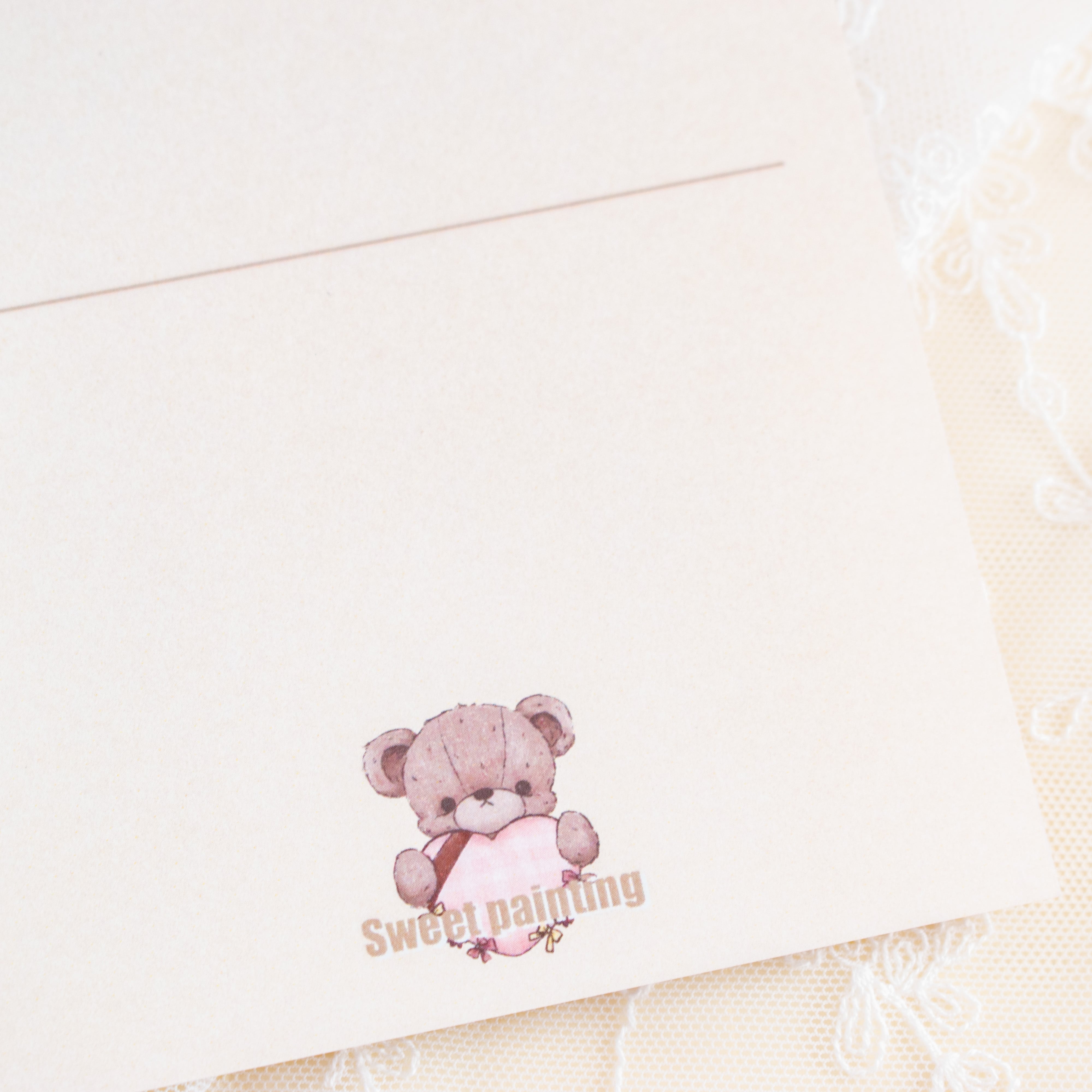 ポストカード - ハートテディベア 【Sweet painting】 | くまと女の子