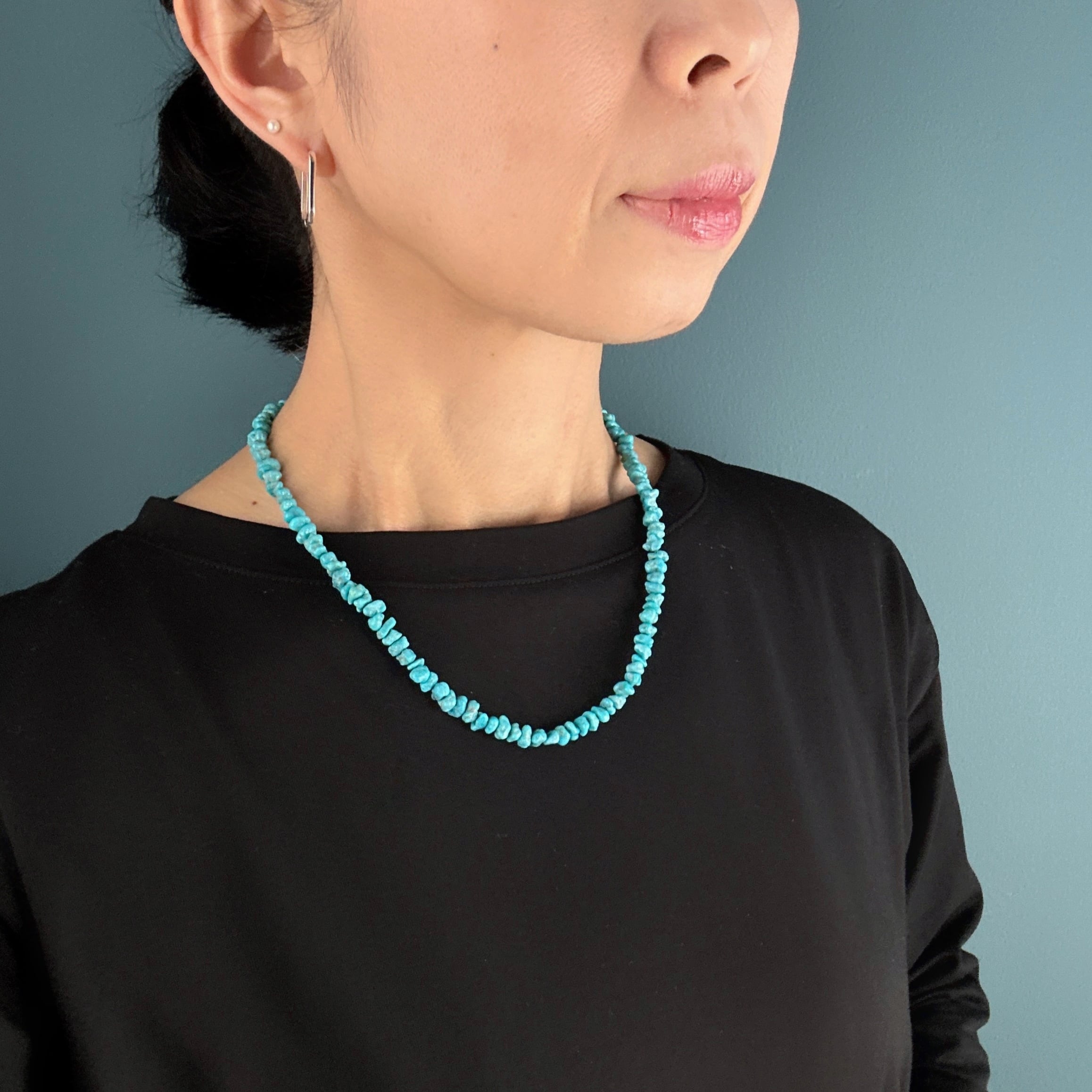 Indian Jewelry》ナゲット シェイプ ターコイズ 一連 ネックレス 45cm