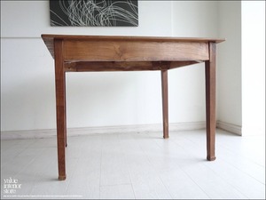 チーク無垢材 ヴィンテージテーブルAnqbo03 机 アンティークテーブル 什器 無垢材家具 一点物 表面再仕上済 送料無料 世界三大銘木 幅101cm