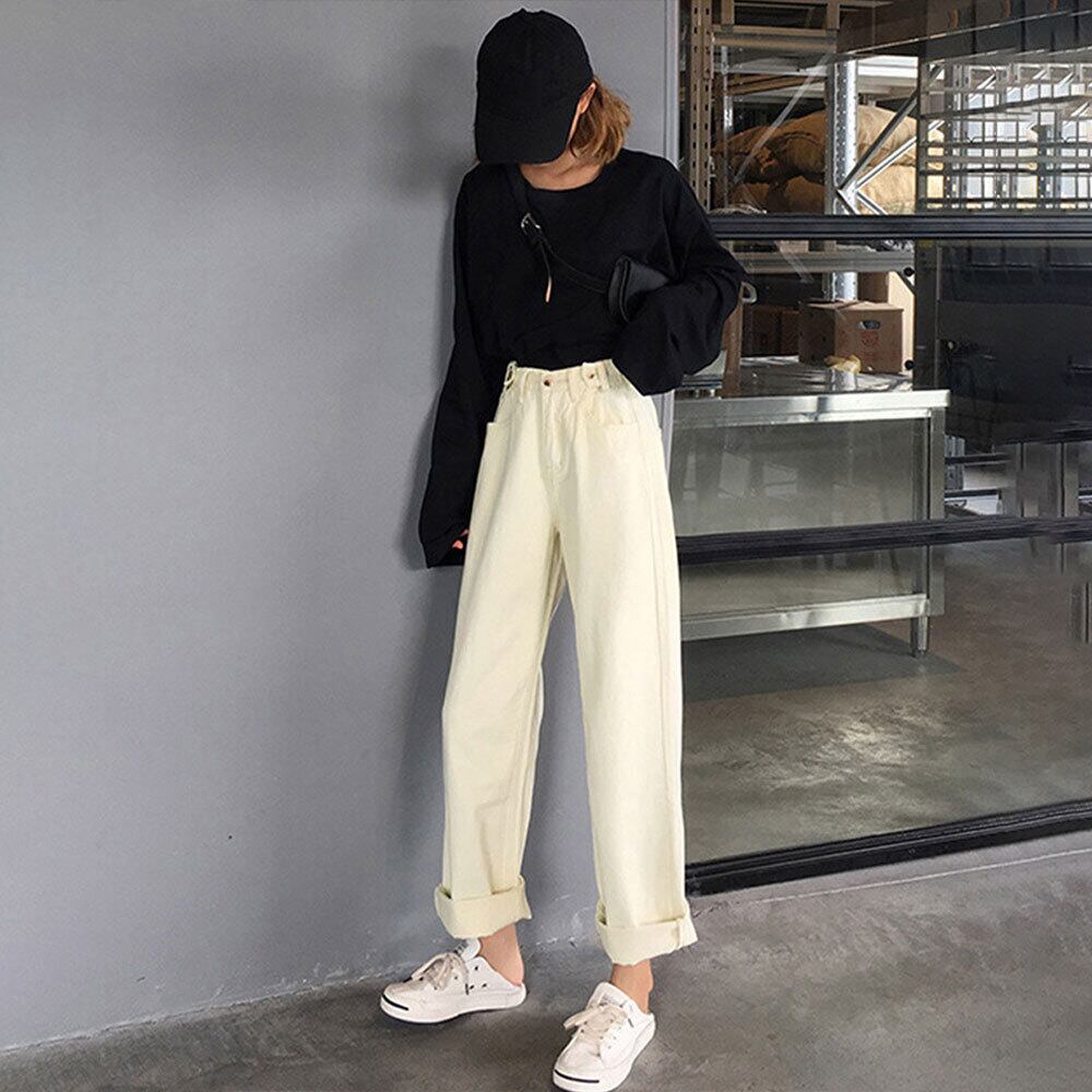 デニムパンツ ハイウエスト レディース 韓国 ストレート ジーンズ 大人 カジュアル ゆったり 美脚 ウエストボタン おしゃれ 春 夏 秋 冬 大人可愛い 大人女子