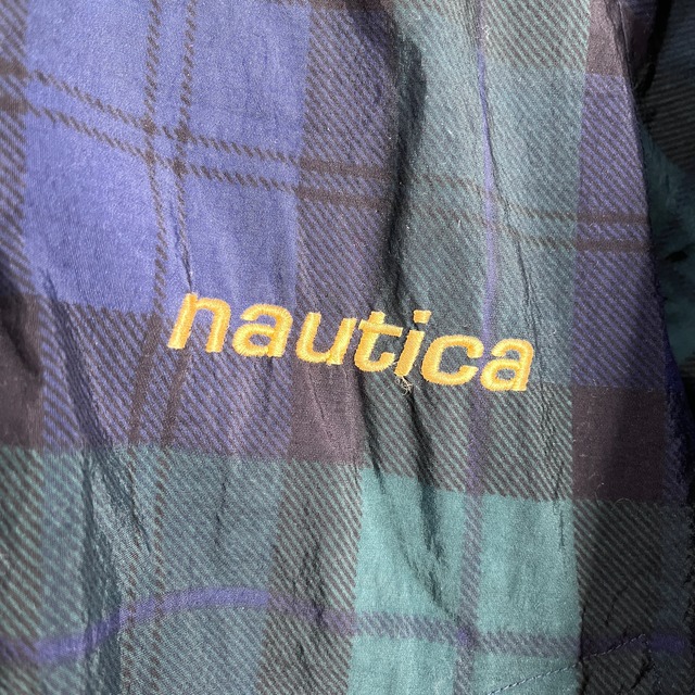 『送料無料』90s nautica ノーティカ　ナイロンジャケット　タータンチェック柄　S