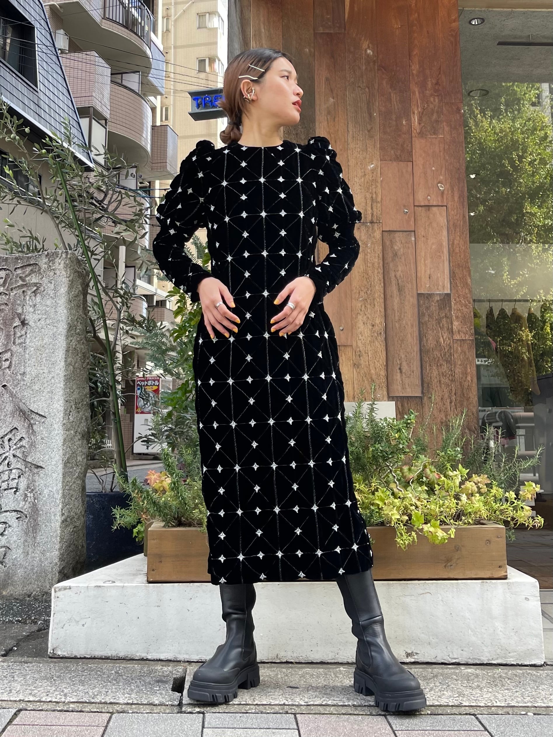 【22AW】BELPER ベルパー / EMBROIDERY VELVET DRESS | TRENTオンラインショップ　(福岡市セレクトショップ)  powered by BASE