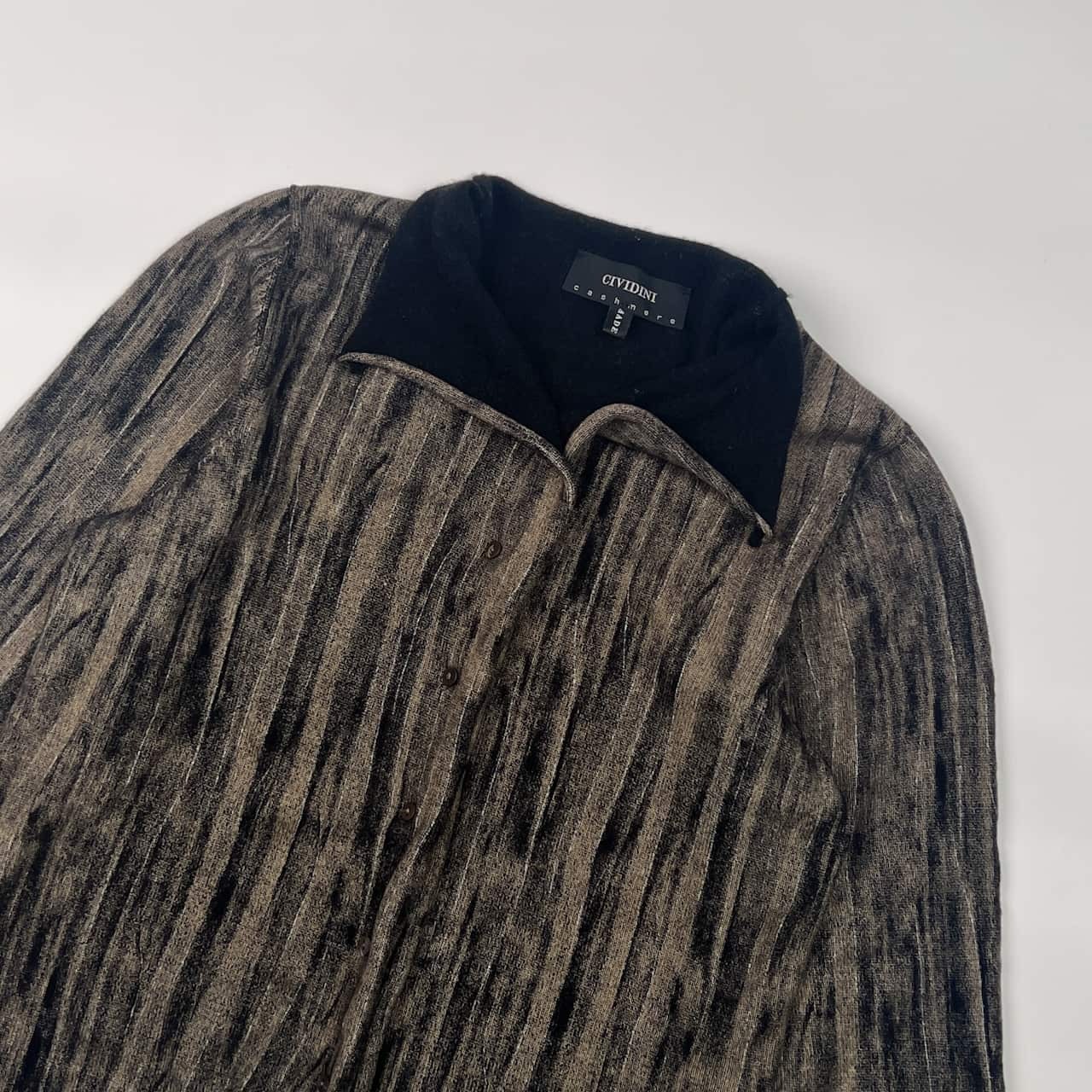 イタリア製 カシミヤ100% CIVIDINI チヴィディーニ ストライプ風 デザイン ニット カーディガン 40/レディース