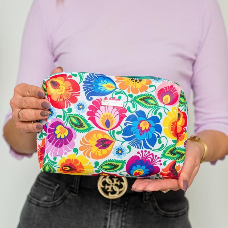 中ぐらいのポーチ(22×15×6 cm）【花柄ホワイト】(FOL24674) | penpec