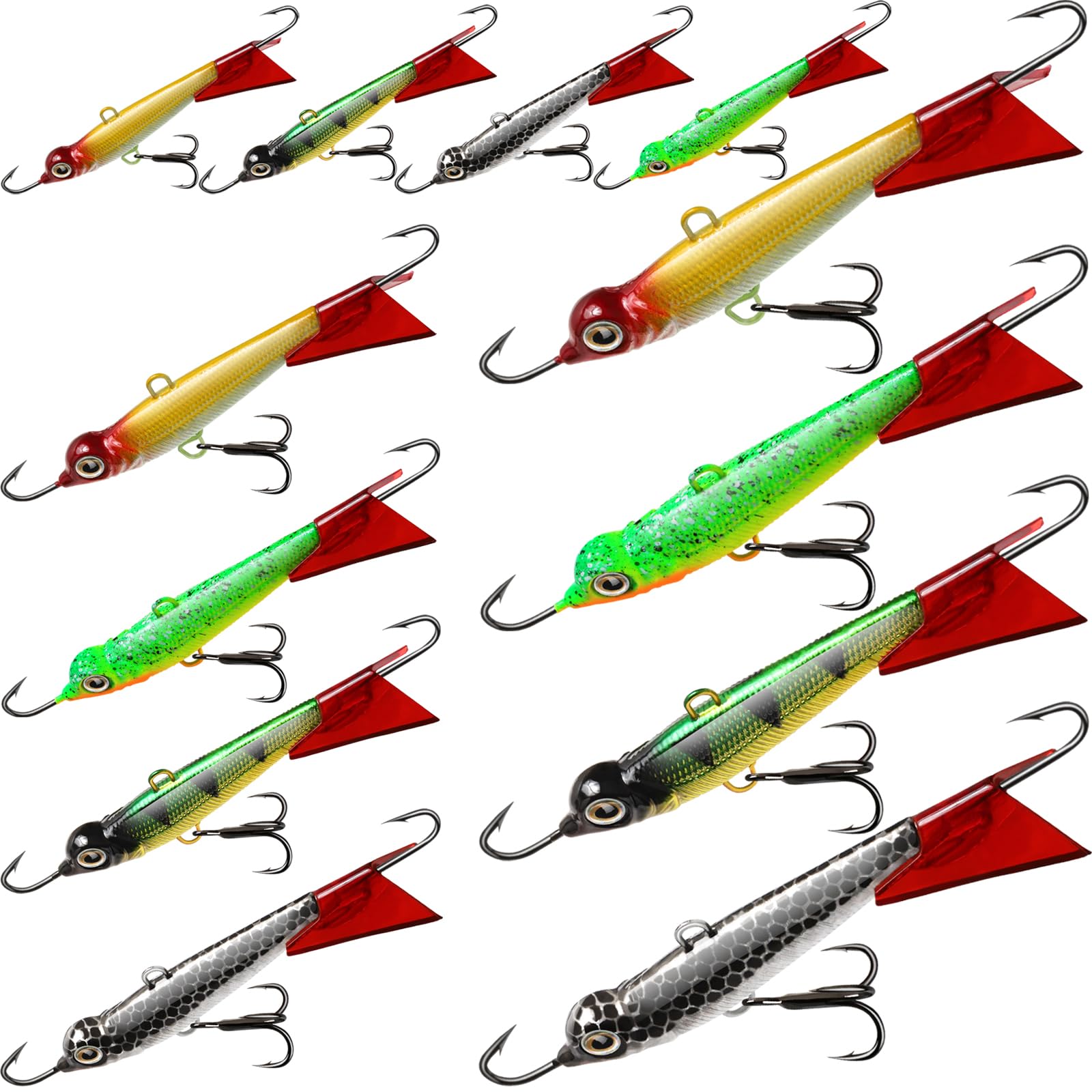 100 Nuove Maschere Walleye Teste Galleggianti 3/8 Taglia 1 Ganci Verde - Foto 4