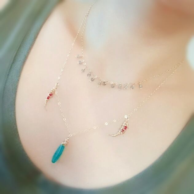 幸運を呼ぶ天然石ルビーのコルノ。イタリアンカラーネックレス