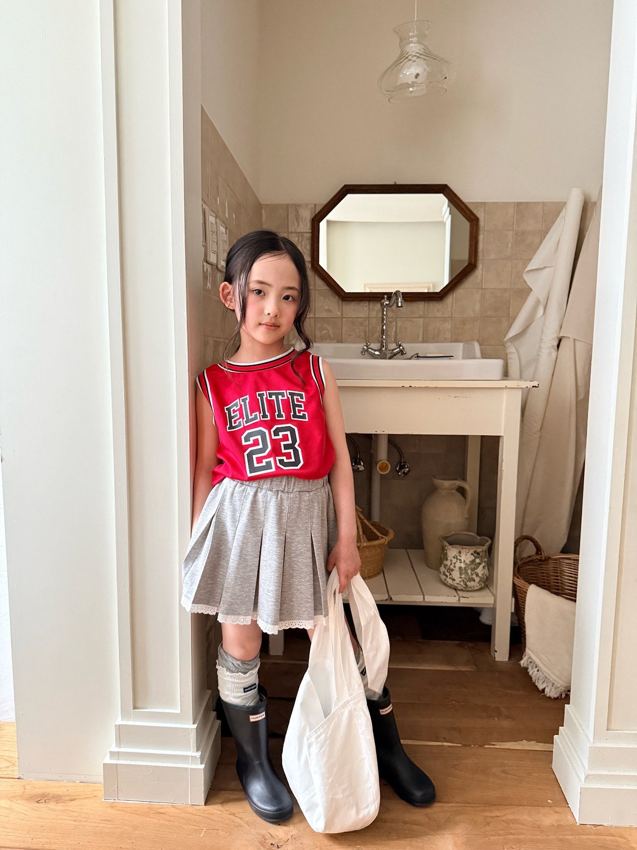 [COMMA] Lace pleat skirt (160/170) / [콤마] 레이스주름스커트 (160/170)