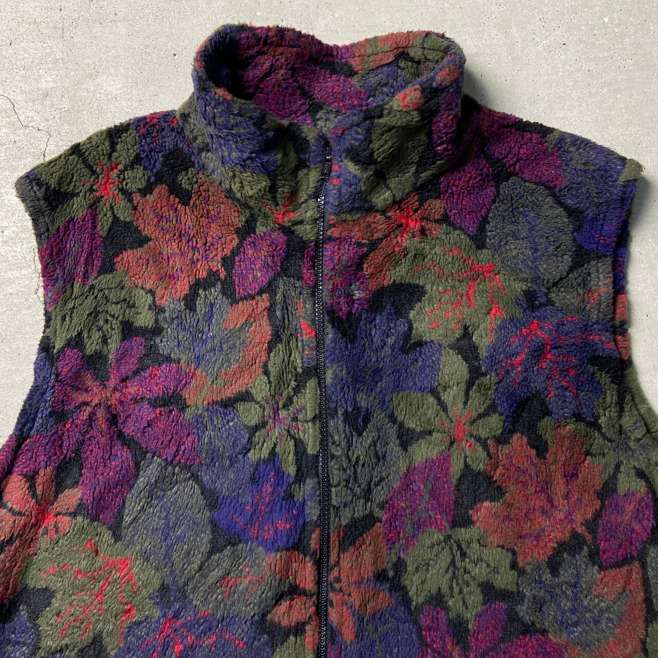90年代 KELLYSPORT フリースベスト ボタニカル柄 メンズL相当 古着 90s