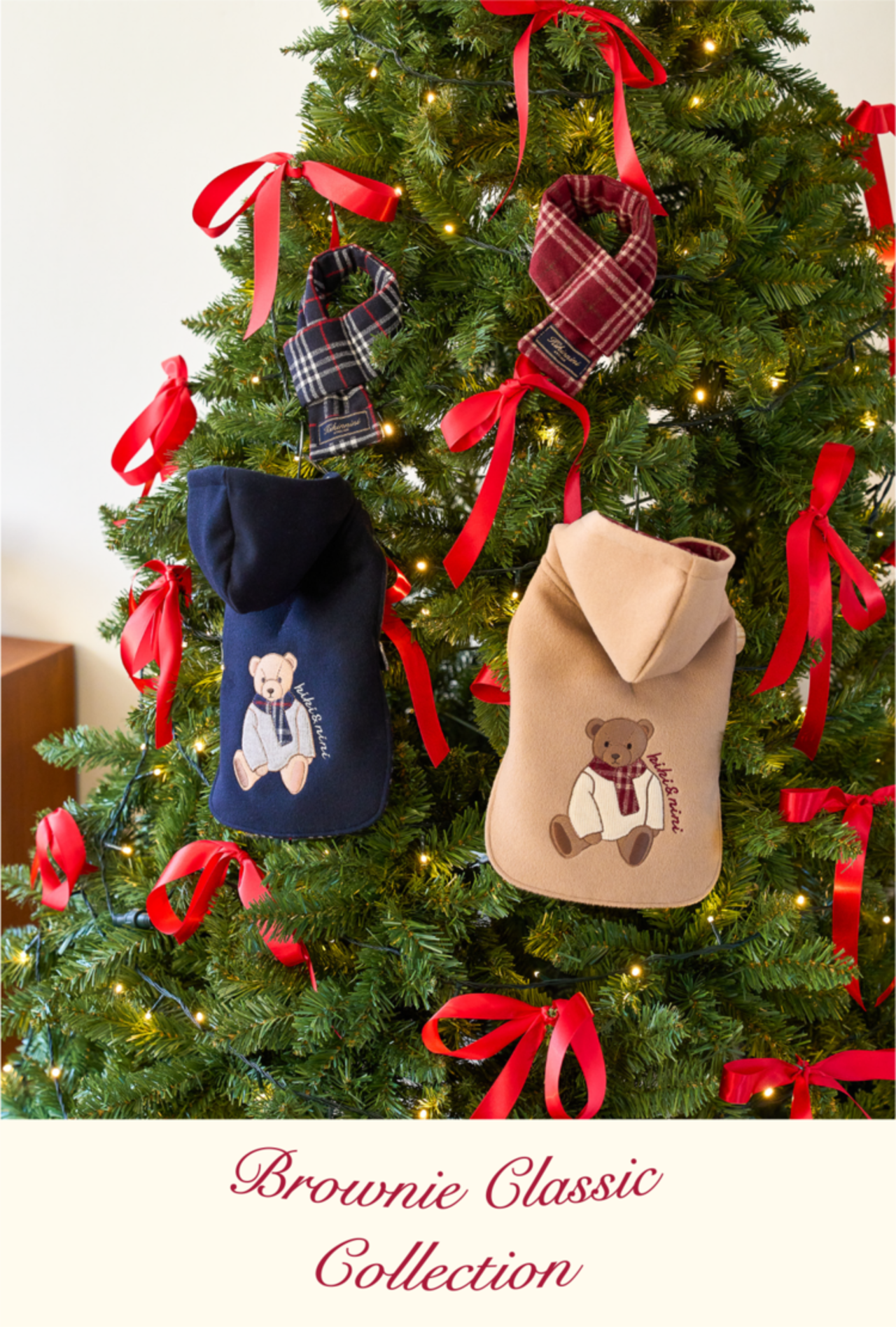 即納【kiki&nini】Brownie Classic Check Poncho (キャメル)