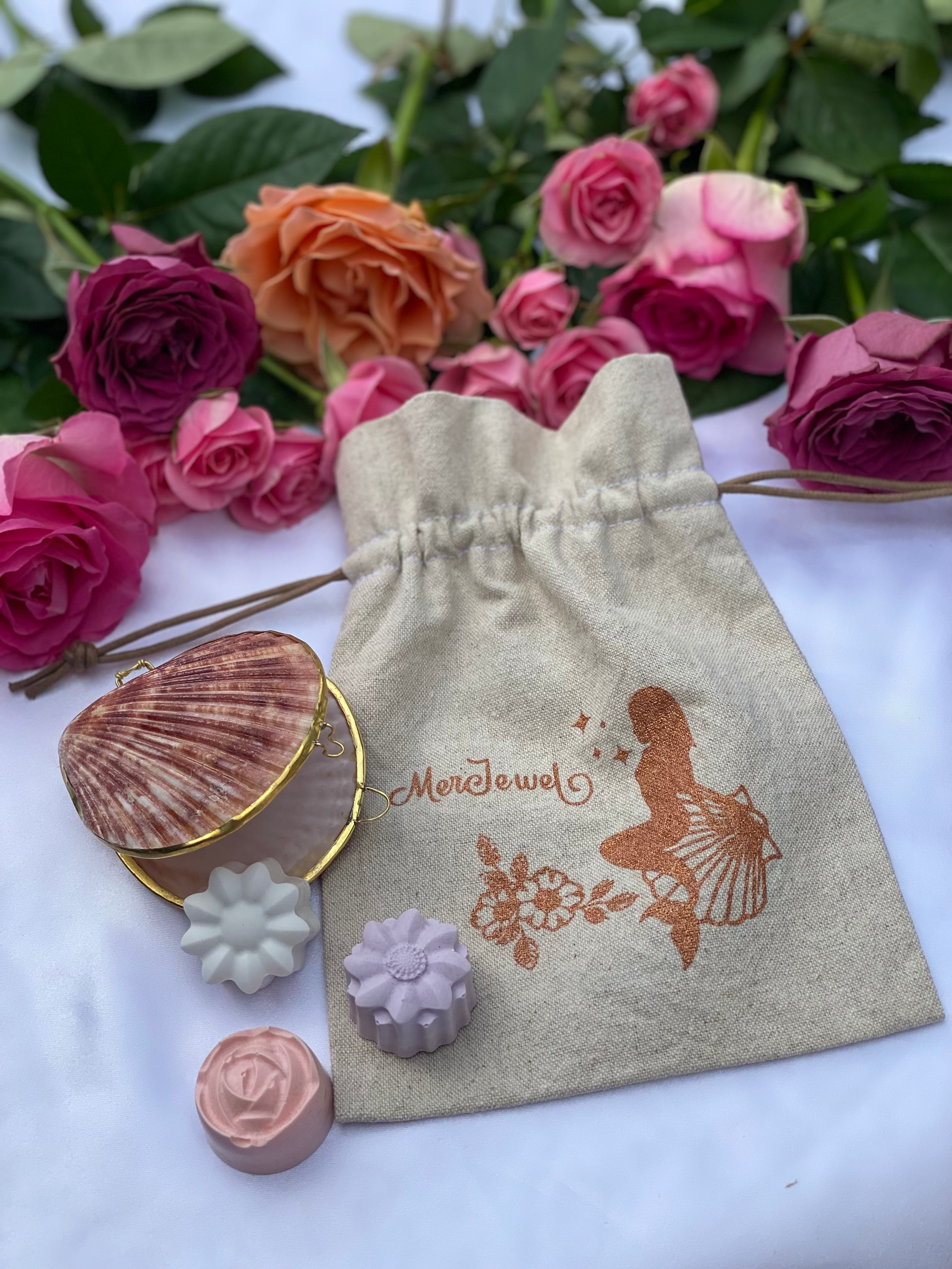 シェルケース＆オリジナル巾着袋入りアロマストーン | Limonetta