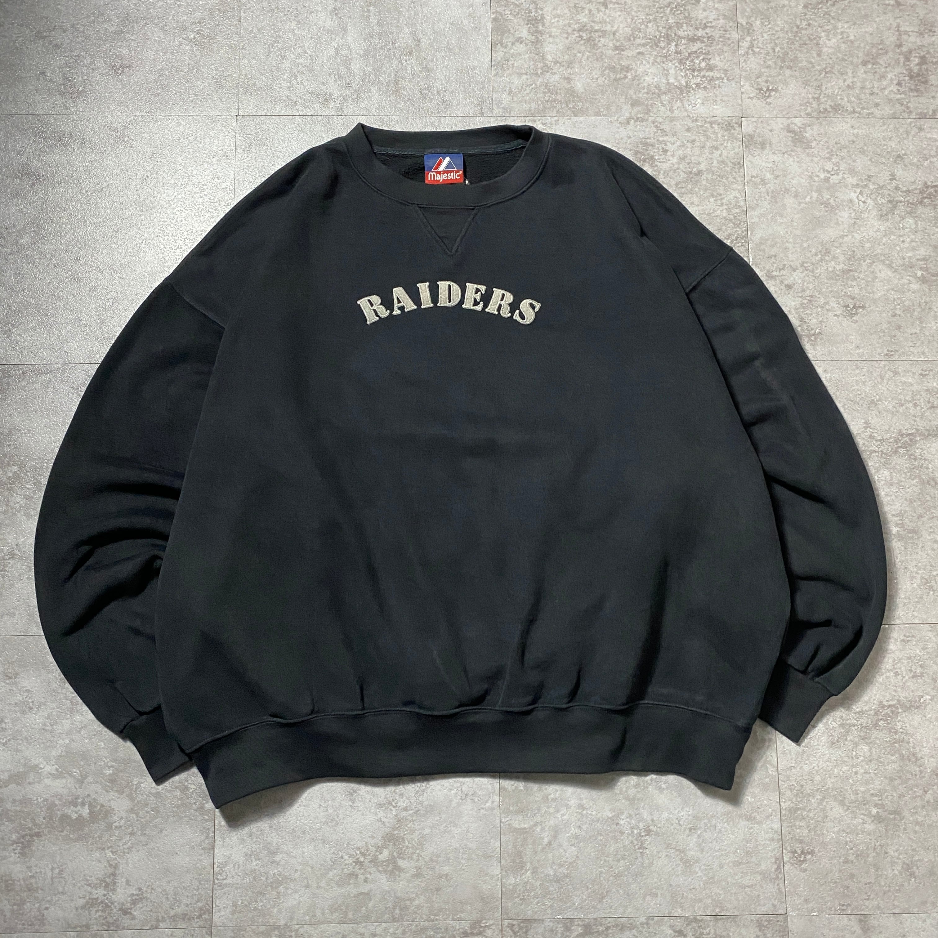 90's majestic NFL RAIDERS レイダース アーチロゴ 前V ブラック