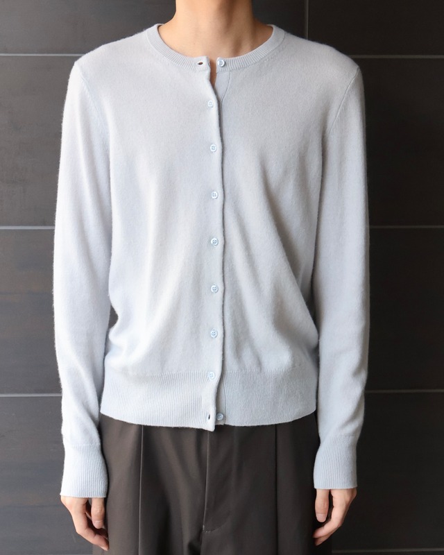 crew-neck cashmere knit cardigan