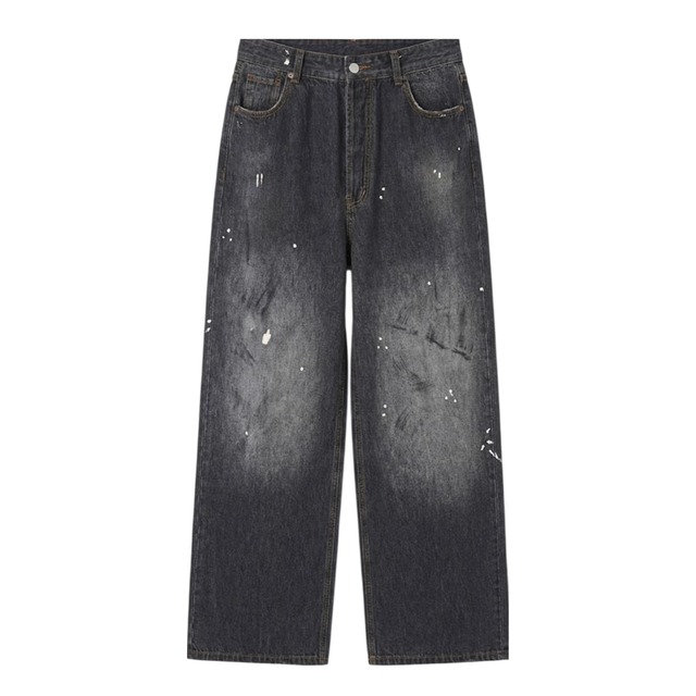 Ink graphic wide leg denim pants 0012