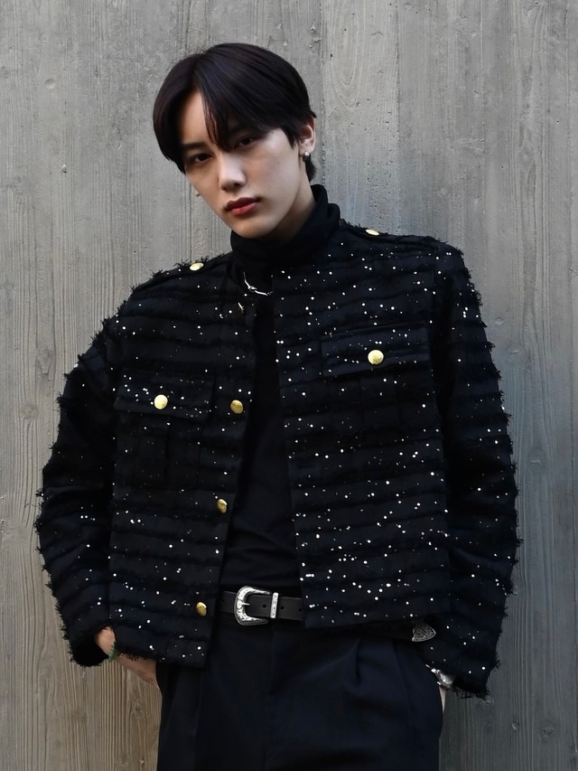 【ALIDE SELECT】beside fringe tweed jacket
