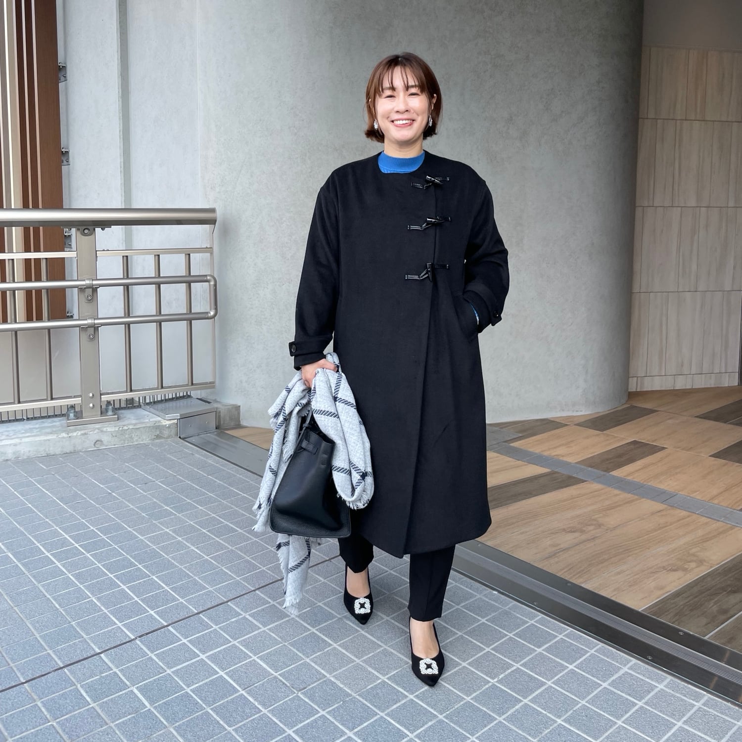 軽量＆あったかウール♡ゆったりお洒落ノーカラーコート【FREE】卒業式