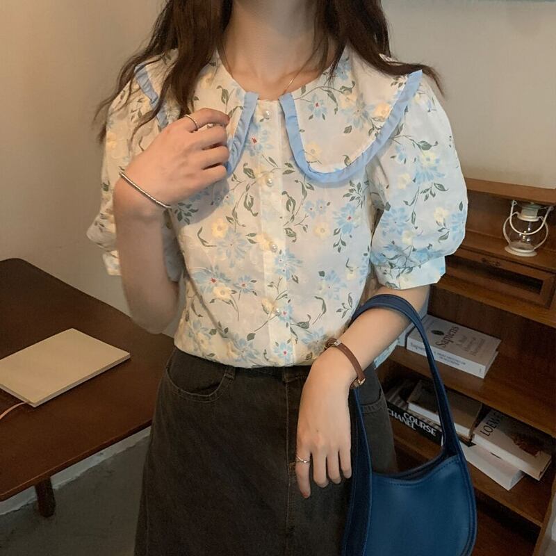 フローラルスリーブシャツ サマー 大人ガーリー スウィート キュート カジュアル 夏物 花柄 試着室45749423459