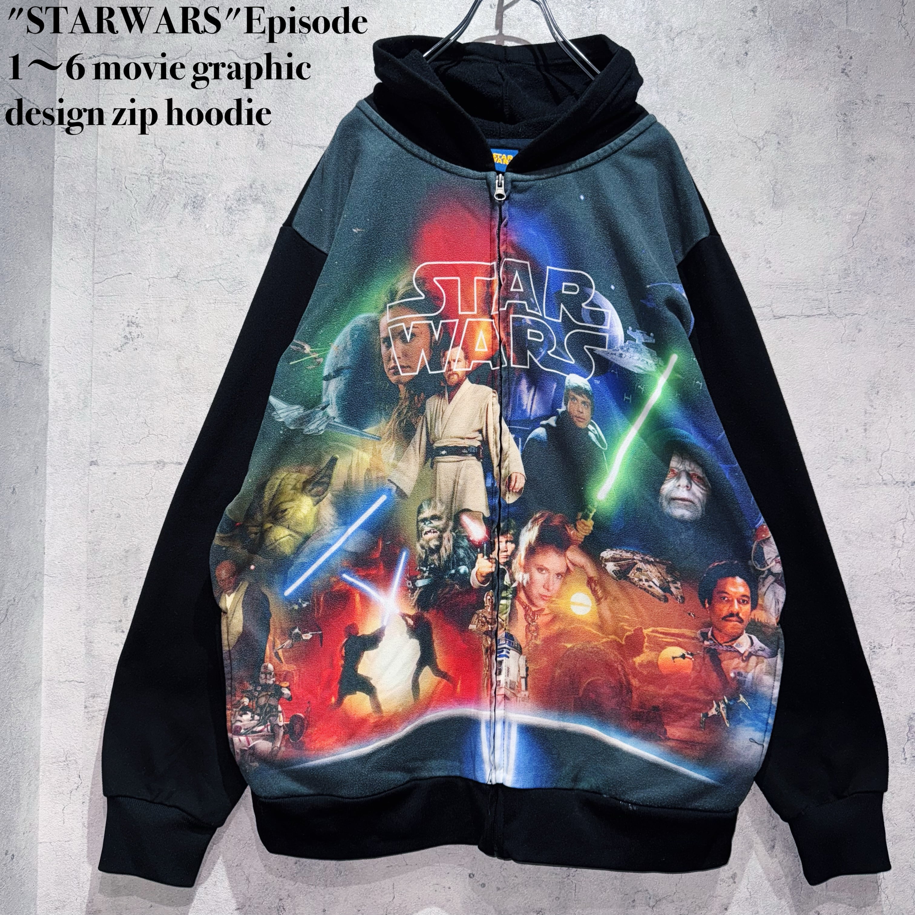 "STARWARS"Episode 1〜6 movie graphic design zip hoodie