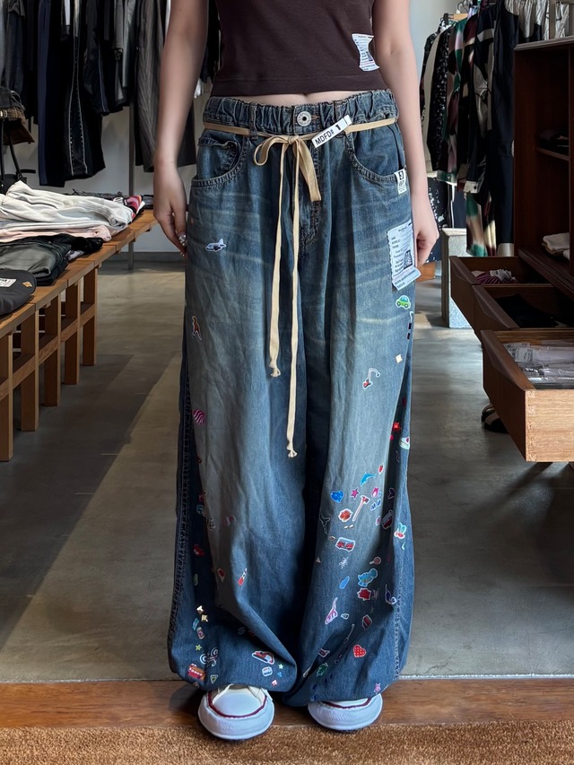 【26AW】Maison MIHARA YASUHIRO ミハラヤスヒロ / デニム / Kids Sticker Printed Wide Denim Pants